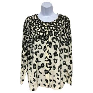 Women's PXL-Sweater Multi-Color Long Sleeve Button Down Animal Design-Judy Bond